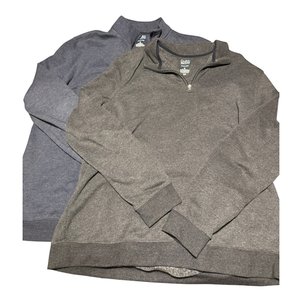 Croft & Barrow Bundle 2 Quarter-Zip Pullovers Gray and Blue